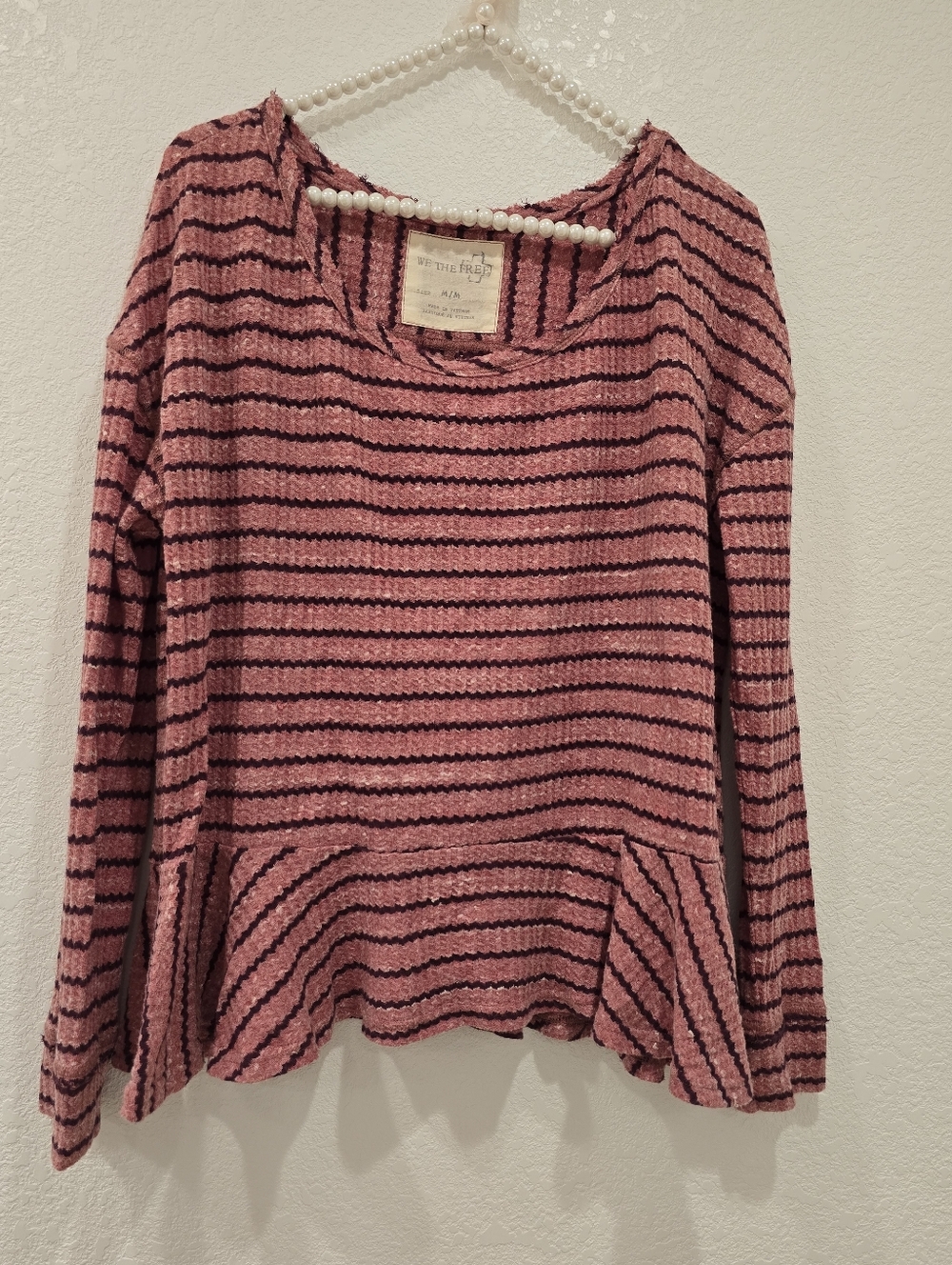 Free People We The Free 'Auntie Em' thermal waffle knit top M - Picture 2 of 5